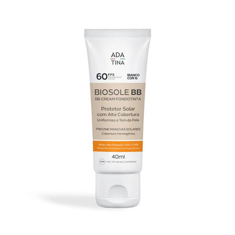 Protetor Solar Facial 12HS com Cor Toque Seco e Alta Cobertura - Biosole BB Cream FPS 60 40ml