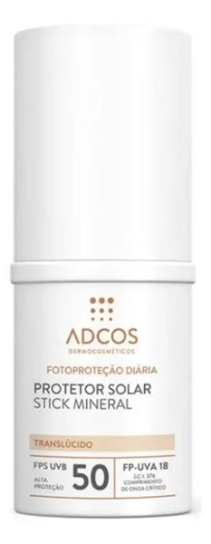 Protetor Stick Solar Facial Mineral Fps50 Translúcido Adcos 17g
