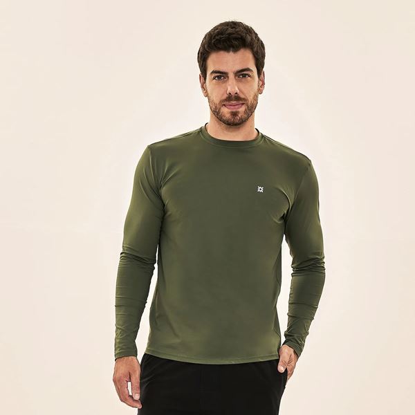 Camisa UV Masculino Com Proteção Solar Uvpro �  Verde Militar 
