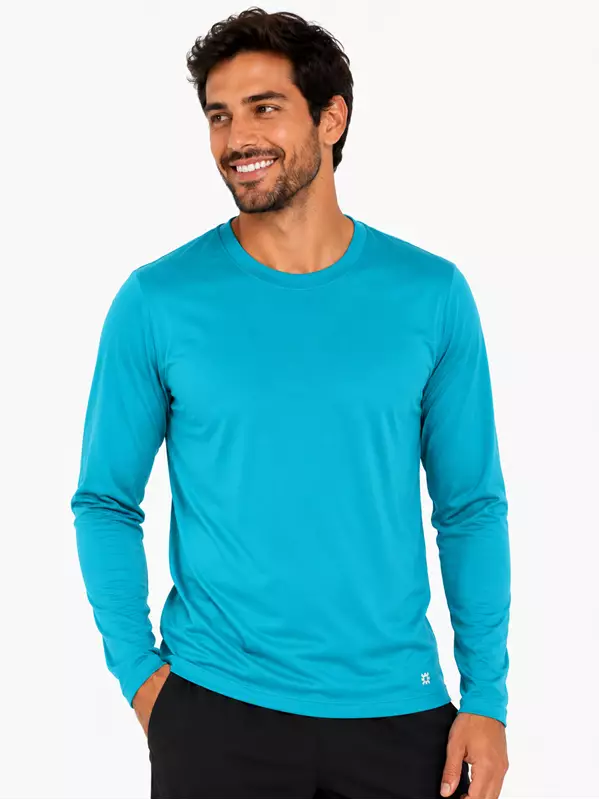 Camisa UV Masculino Com Proteção Solar Uvpro  - Azul Piscina